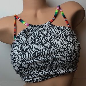 Xhilaration Aztec High Neck Strappy Bikini Top